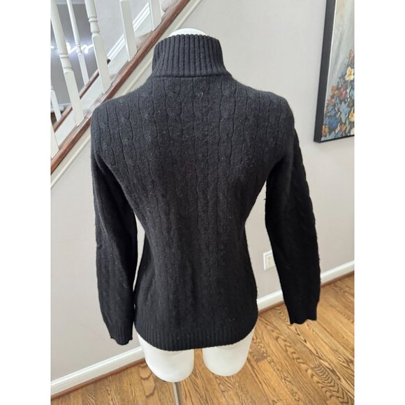 Ralph Lauren Black Label Cable Knit Cashmere Half Zip Turtleneck Sweater Size M - Picture 3 of 4
